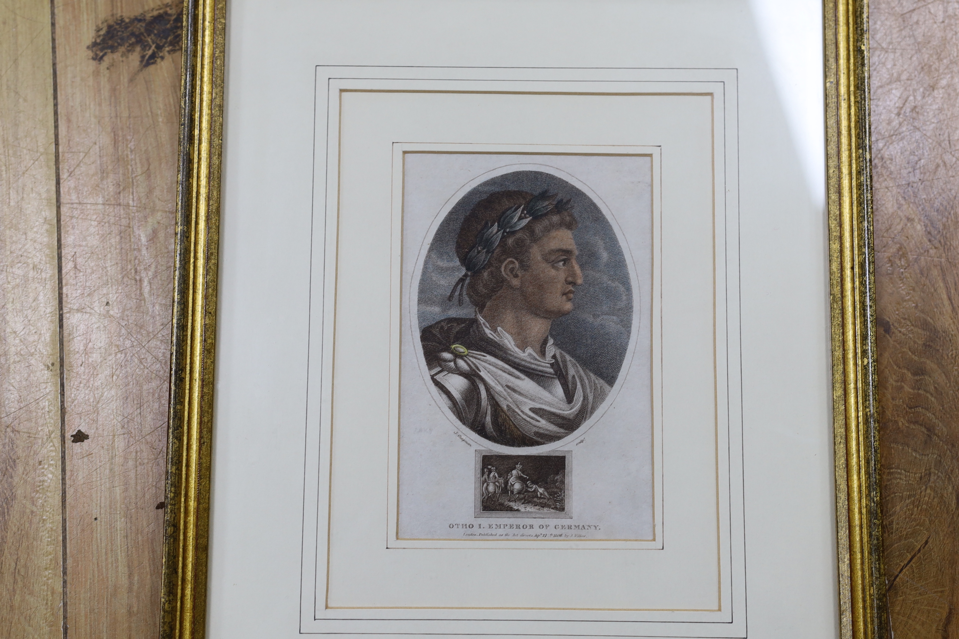After John Chapman (act. 1792-1823), set of 25 18th/19th century coloured engravings, publ. by J Wilkes, including Edward VI, Francis II of France and Otho I Emperor of Germany, each 15 x 9cm